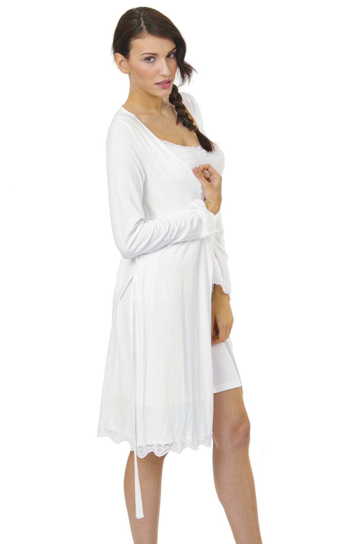 Vestiglia Con Dettaglio Di Pizzo - Faith Bi Bianca