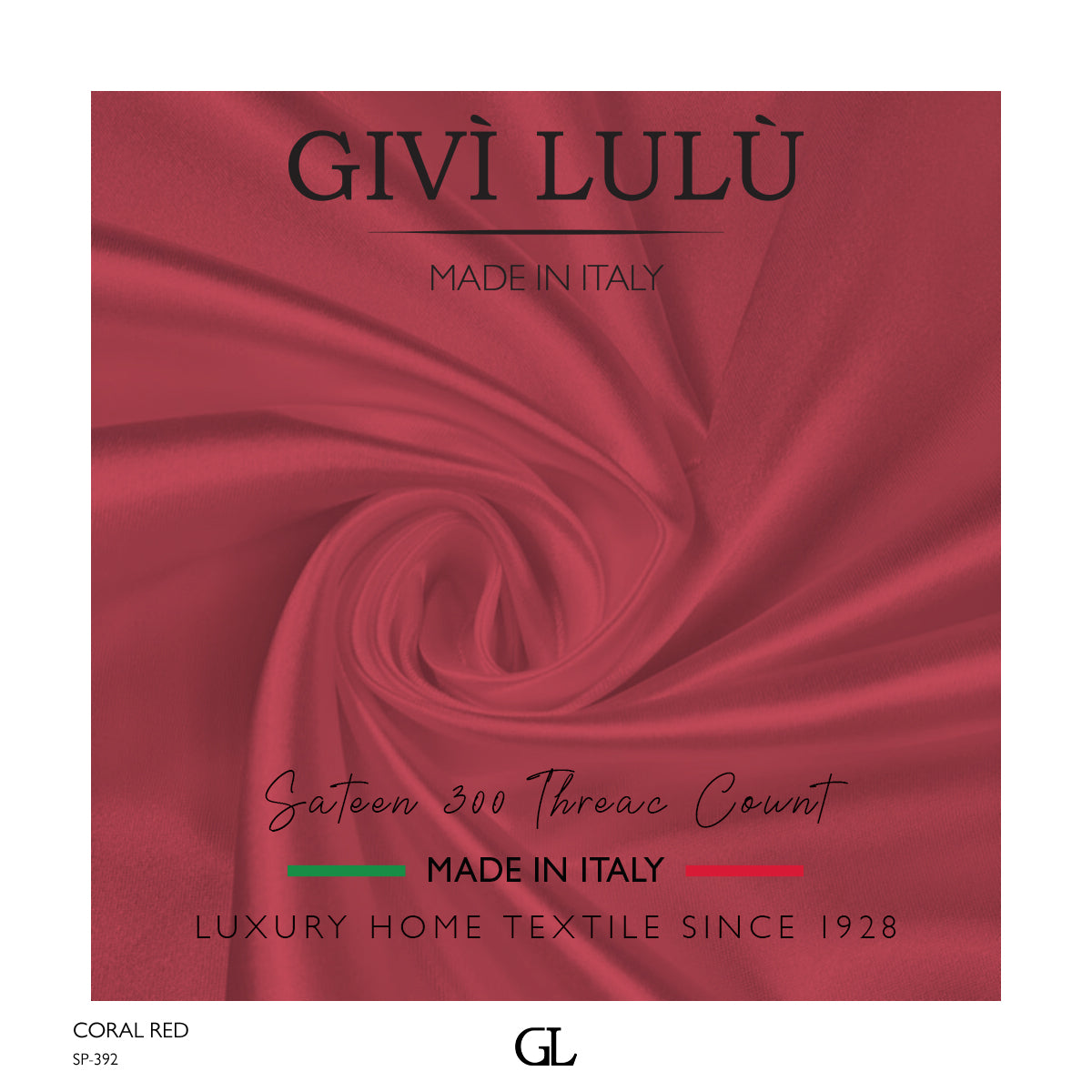 300 Thread Count Sateen Fabrics - CORAL RED
